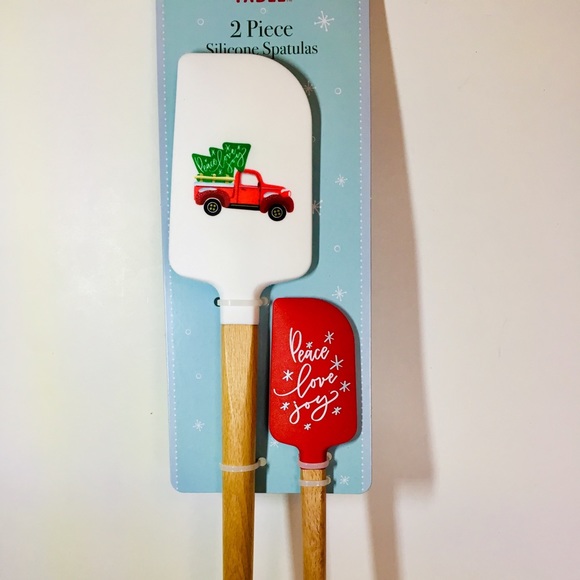 2 Xmas Peace Love Joy Red Truck Silicone Spatulas - Picture 6 of 7